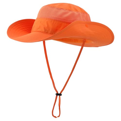Connectyle Outdoor Mesh Sun Hat Wide Brim Sun Protection Hat Summer Fishing Hunting Hiking Gardenig Hat Orange