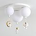 LAKIQ White Balloon Kids Room Ceiling Light Fixture Cartoon AstronautMoon with Glass Globe Shade Children Room Flush Mount Ceiling Lamp Baby Nursing Room Close to Ceiling Lights(14''-Single Light)