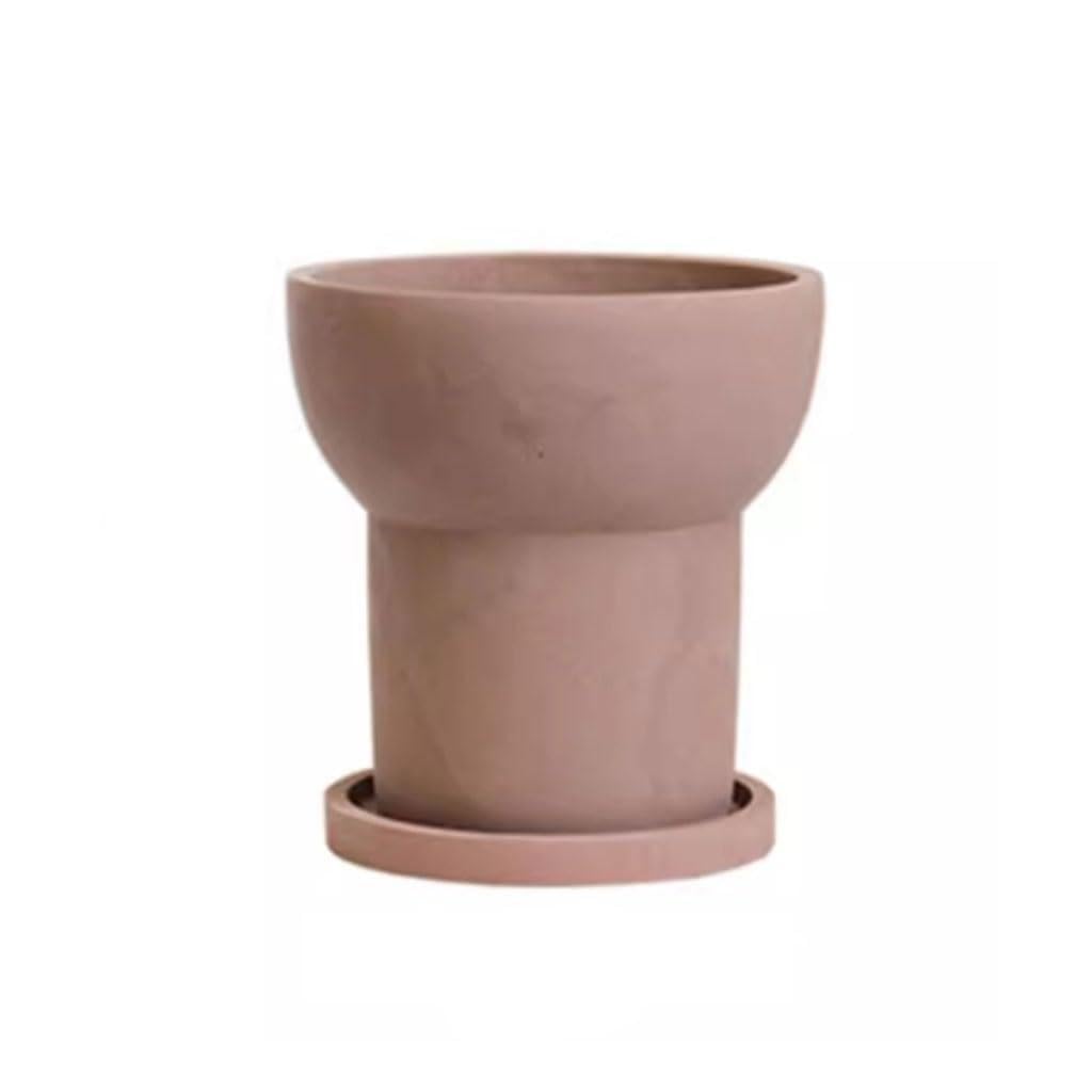 GELASIGE Flower Pots Nordic Cement Clay Flower Pot High Foot Stoneware Desktop Orchid Pottery Potted Outdoor Flower Pots