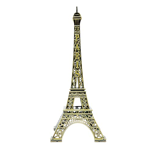 Orhokoyc 6 Inch Tall Eiffel Tower Statue Figurine for Travel Souvenirs, Metallic Eiffel Tower Model Table Decor, Paris France Travel Souvenir Gifts (1 PCS)