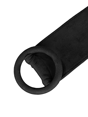 Ladies Solid Wide Waist Belt, Vintage Round Buckle Obi Cinch Wide Belts Waistband for Dress2