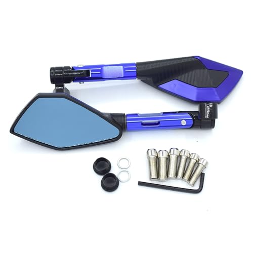 Espejos retrovisores universales CNC de aluminio azul para motocicleta Scooter 8mm 10mm