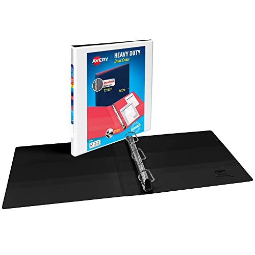 Image of Avery Heavy-Duty Dual Color 3 Ring Binder, 1 /2 Inch Slant Rings, White /Black View Binder (17880)
