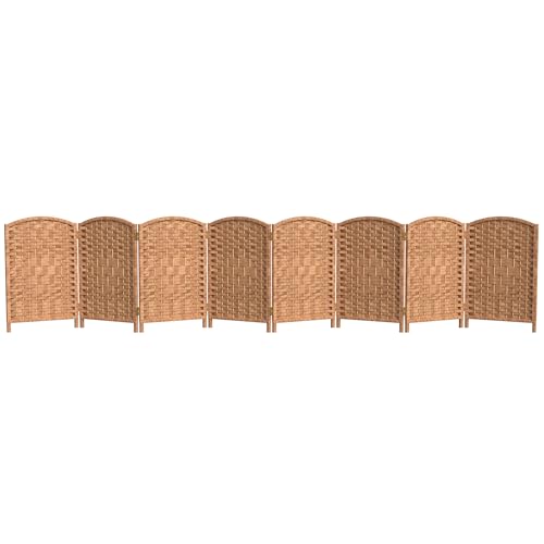 Red Lantern 2 ft. Short Diamond Weave Fiber Folding Screen - Natural - 8 Panel