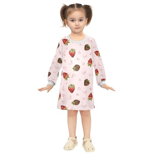 Berry Chocolate Girls Dresses Long Sleeve Sweatshirt Dress for Girls Winter Toddler Casual A Line Dresses Size 2-8T4
