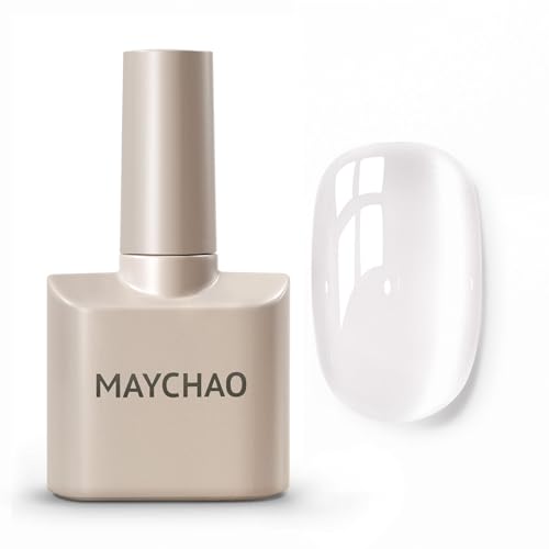 MAYCHAO 15ML Glassy Clear Cat Eye Gel Nail Polish 1Pc Silk Glitter Cat Eye Gel Polish Soak off Holographic Magnetic Nail Polish for Nail Art Manicure Salon DIY at Home 0.5 OZ