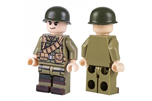 Mw Blocks Ww2 Toy Soldier Figures American Vs German Army Battle Playset (50 Pcs) - World War 2 Building Block Toy Military Set Us And German Armies, Weapons, Sand Bags, Green #TOP1
