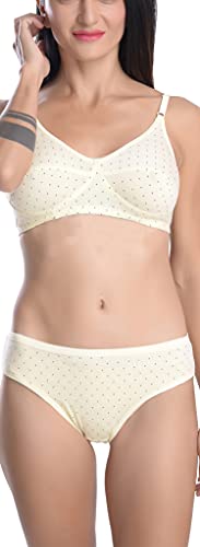 Image of FIMS - Fashion is my style Cotton Bra Panty Set for Women, Non-Padded, Non-Wired, Seamed, Polka Dot, Lingerie Set, Multi-Color, Cup-B, See Main Image to Know How Many Sets You Will Get