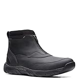 Clarks Men's Grove Zip Waterproof Ankle Boot, Black Leather, 10