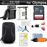 32GB Accessories Kit for Olympus Stylus Tough TG-820 iHS, TG-830 iHS, TG-630 iHS, TG-860, TG-870 Digital Camera 32GB High Speed SD Memory Card + Replacement LI-50B Battery + Charger + Case + More