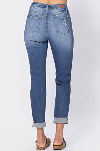 Judy Blue Cuffed Distressed Boyfriend Jeans! Your New Fun Jeans! (Style: 88404) (7) Blue4