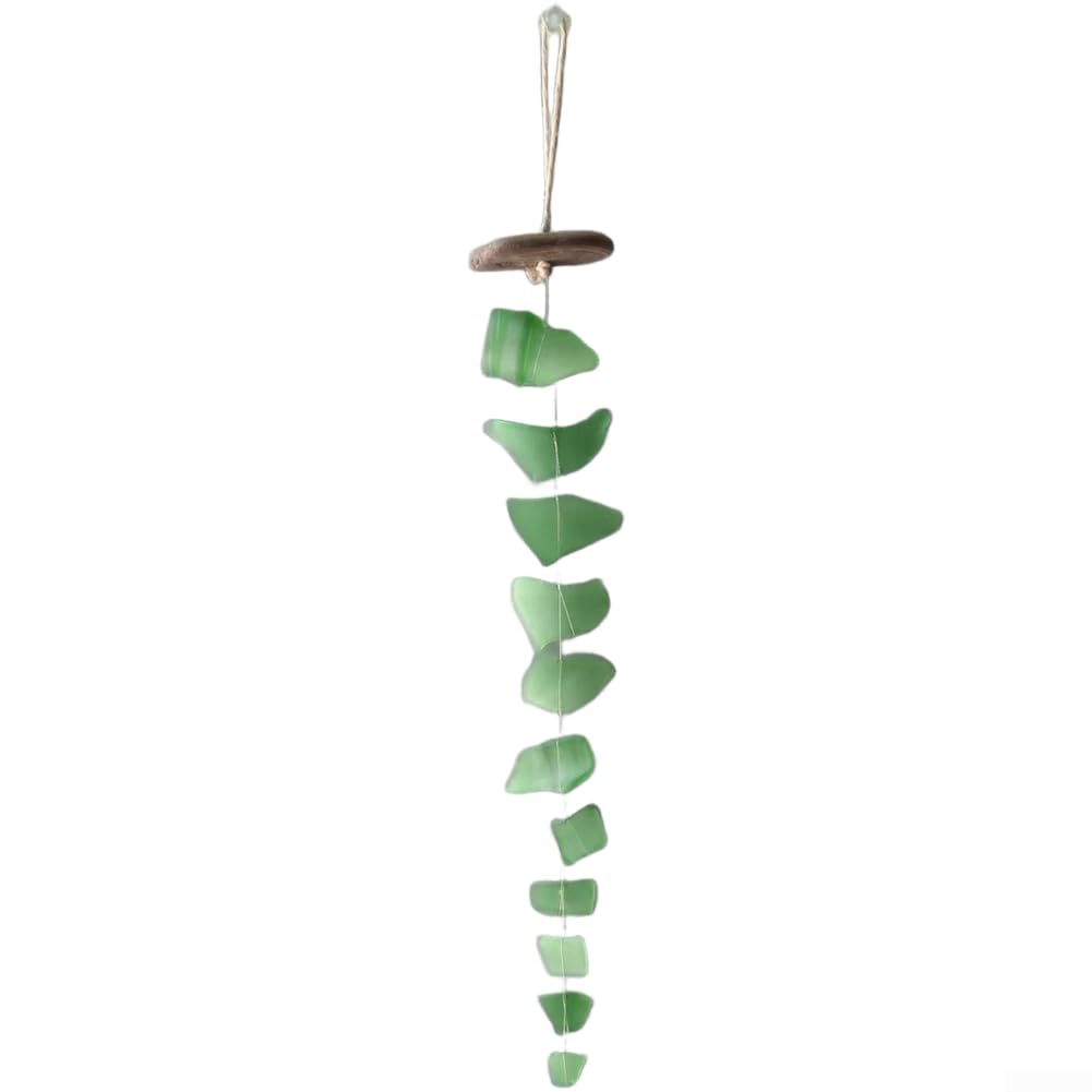 Scacciapensieri in vetro marino, realizzato a mano, in stile bohémien, decorazione rilassante melodico per giardino, patio, spiaggia, casa, 40 cm (A+B+C+D)