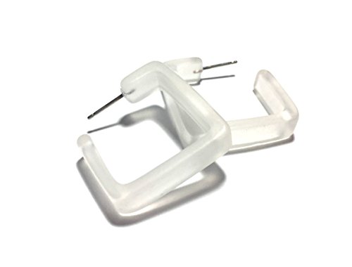 Frosted Clear Square Hoop Earrings | Crystal Matte Square Hoops - SQH-CL-1