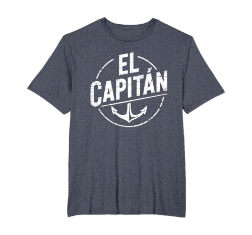 El Capitan Shirt Men Women Anchor Boat Captain Funny Boating T-Shirt, Men's Big and Tall, Heather Blue, 3X Tall