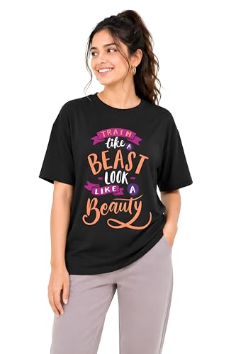 Image of Amazon Brand - Anarva Women Oversized Graphic Printed T Shirt 100% Cotton Drop Shoulder Loose Fit Baggy Casual Tshirt for Girls