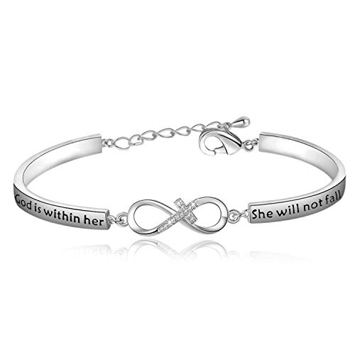 CHOORO Christian Bracelet Gift Religious Jewelry Psalm 46:5 God is Within Her She Will Not Fall Bracelet Bible Verse Bracelet Gift for Daughter Best Friends Gift (God is Within Her br S)