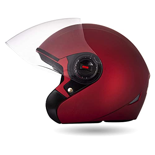 Image of Yamaha YR6 Half Face Helmet (Matt Red, Size XL) Y6AYR6RDXL16