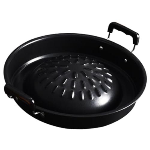 Zerodeko Grill Pan Multi Function Barbecue Frying Tray with Double Handles for Outdoor Restaurant Use Suitable for Meat Vegetables Fish Shrimp Cooking