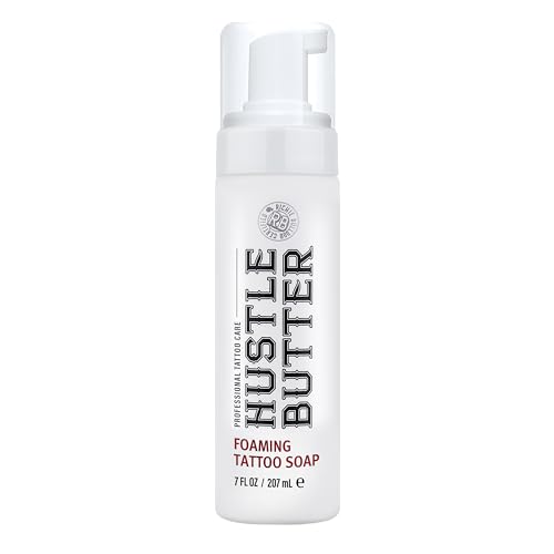 Hustle Bubbles Tattoo Aftercare Tattoo Soap - Dermatologist Tested Cleanser To Clean New Tattoos & Piercings - Essential Body Art Supplies 7oz