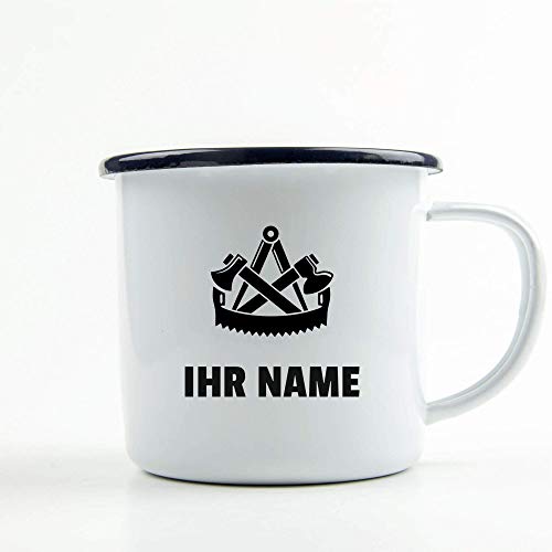 Emaille Becher: Zimmermann mit Name Cover