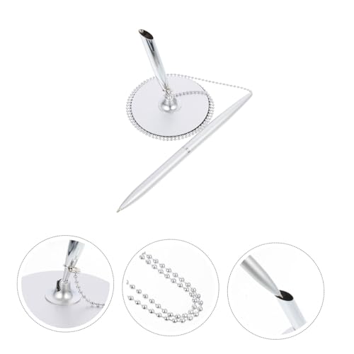 Stylo à bille de bureau anti-perte avec chaîne pour comptoir de réception - 2