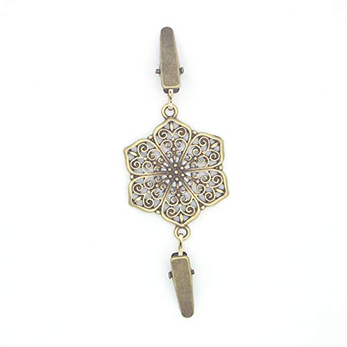 Vintage Sweater Collar Clip Broche Shawl Clips Hollow Flower Cardigan Collar Clips para mulheres Fav