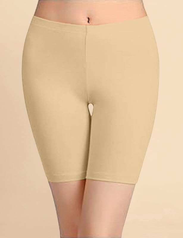 Image of TRENDMALLS Women's High Coverage Super Combed Cotton Elastane Stretch Mid Waist Shorties with Concealed Waistband Cycling Short
