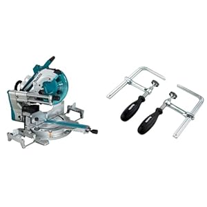 Makita DLS211ZU Akku-Kapp-Gehrungssäge 2x18V (ohne Akku, ohne Ladegerät) & 194385-5 Schraubzwinge 1 Paar (2 Stück), Silber, 5 x 160 mm