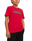 100% algodón Jack & Jones Jjecorp Logo tee SS Crew Neck Noos Jr Camiseta, True Red/Detalles: play2, 8 ANS para Niños