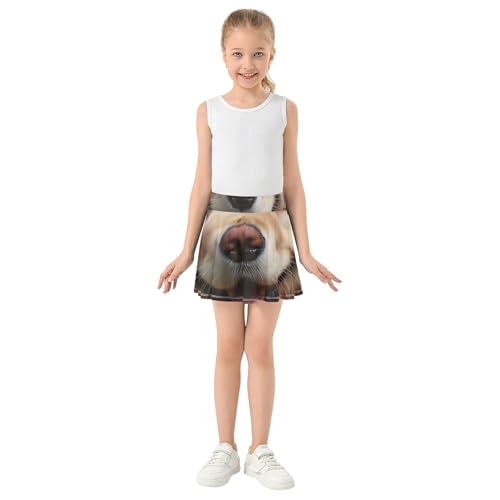 Joisal Pleated Girls' Shorts Athletic Skorts Tennis Skirts Kids Flowy Skirt Cute Dog Feather 4t3