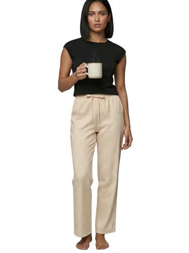 Image of Enamor Mid Rise Full Length Adjustable Drawstring Hangout Pant for Women - Relaxed Fit, Combed Cotton - E4A5