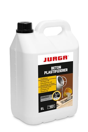JURGA Beton Plastifizierer 5 L (ca.1000kg Zement) Betonverflüssiger Beton Zusatzmittel, Widerstandsfähig gegen Frost & Tausalz, keine Stahlkorrosion