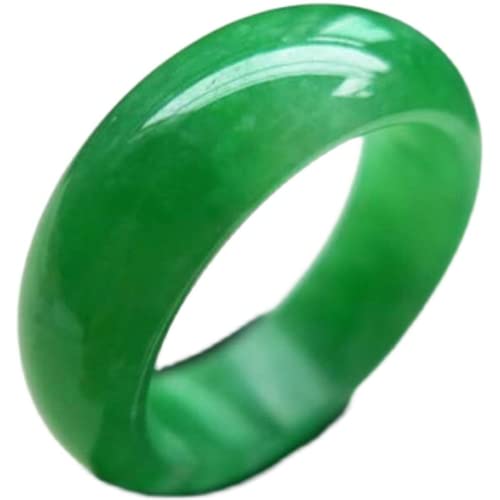 Yigedan - Anello a fascia, semplice, da donna, con giadeite verde naturale