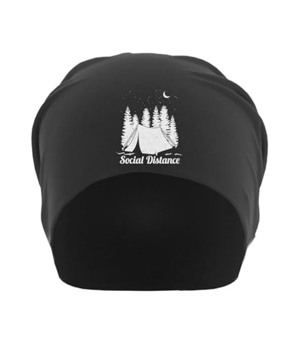 Beanie Noir Slouch Mince Coton Anti-Transpiration Bonnet Graphique Camping Unisexe