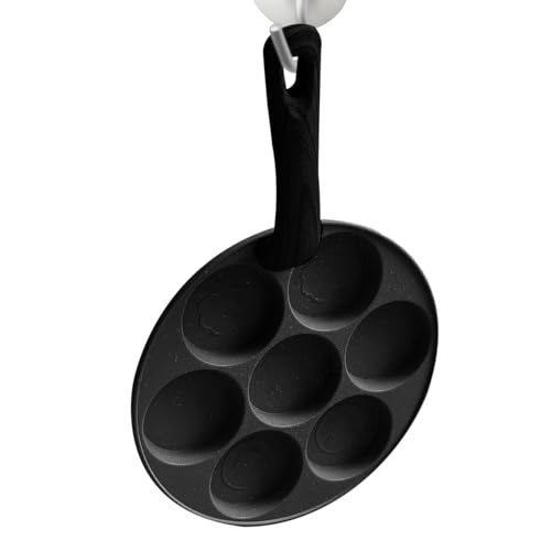 Padella per frittelle antiaderente 7 tazze - Padella per tortilla in lega di alluminio | Padella per colazione a sette fori: uova, frittelle, hamburger, pancetta, friggere, cottura porosa, rev