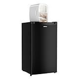 Upstreman BR321A, 3.2 Cu.Ft Mini Fridge and 6L Skincare Fridge in 1 Package, Dimmable LED Light Mirror, Energy Star, Portable Small Refrigerator for Cosmetics, Small Fridge for Bedroom and Dorm