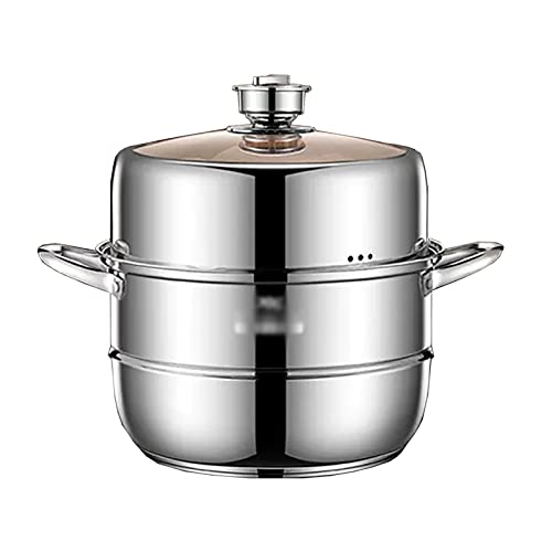 Sartén de vapor/olla, vaporera espesada de sincronización de acero inoxidable 304 for el hogar (28/30/32/34 cm), for estufa de Gas/cocina de inducción(30cm)
