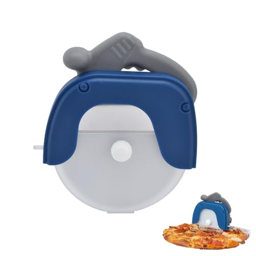 Handheld Pizza Cutter Wheel - Round Pizza Cutter With Cover Ergonomic Rubberized Grip, heavy dutty, Stainless Steel, Dishwater Safe