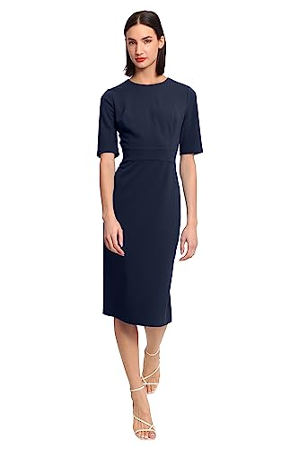 Image of Donna Morgan Women's Curved Waist Seam Crepe Workwear Dress Career Office Desk to Dinner Event Occasion Guest of
