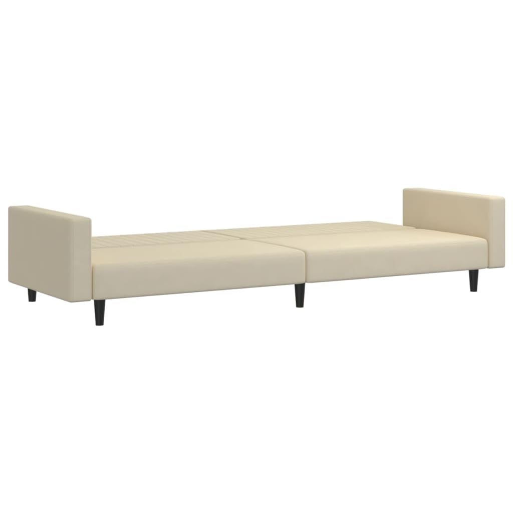Sofa z funkcją spania 2-osobowa, kremowa, aksamitna, sofa przekształcająca z drewnianą ramą, sofa do spania do salonu, pokoju gościnnego, biura, wygodna sofa tapicerowana do małych