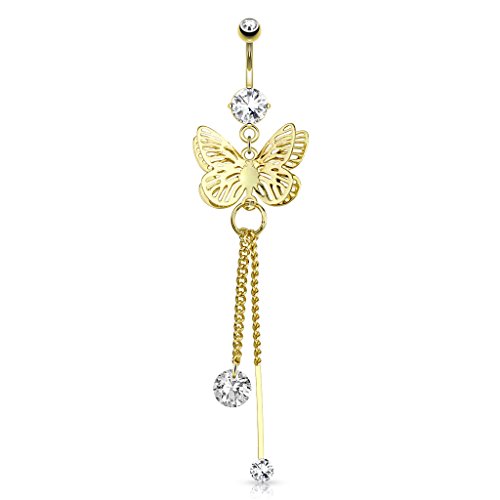 Piercing Nombril plaqué or 14 carats papillon Nombril Banane Cover
