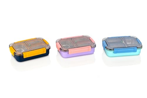 Image of Stainless Steel Leak Proof 3 Compartment Lunch Box for Office /School /College 3 Containers Lunch Box (900 ml,)