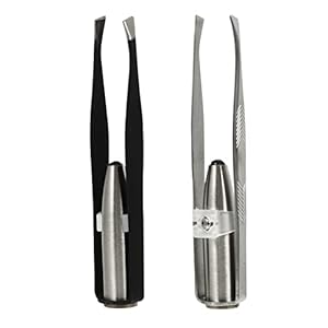 Ipetboom 2pcs LED Light Eyebrow Clip Eyebrow Pliers Eyelash Extension Tools Lash Extension Tweezers Durable Eyebrow Trimmer for Men Beauty Eyebrow Clamp Stainless Steel Travel Hair Removal