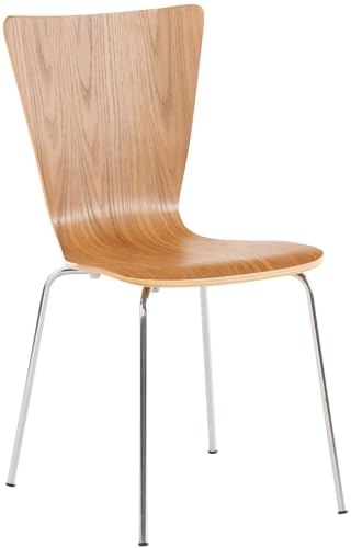 CLP Chaise empilable Aaron I Chaise de conférence Ergonomique avec Assise en Bois I Chaise Visiteur Peu encombrante avec Protections de Sol, Couleur:chêne