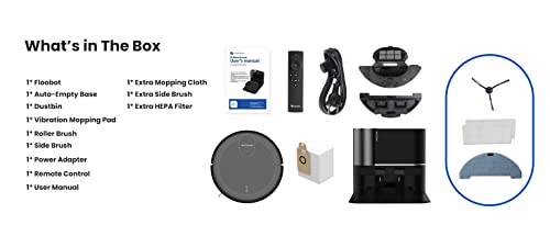Proscenic X1 Aspirateur Robot, Robot Aspirateur Laveur 2 en 1 Station d'auto-vidage, Navigation Intelligent, Nettoyage Personnalisé, idéal pour différents Type de Sol/Poils Contrôle APP, SIRI, Alexa