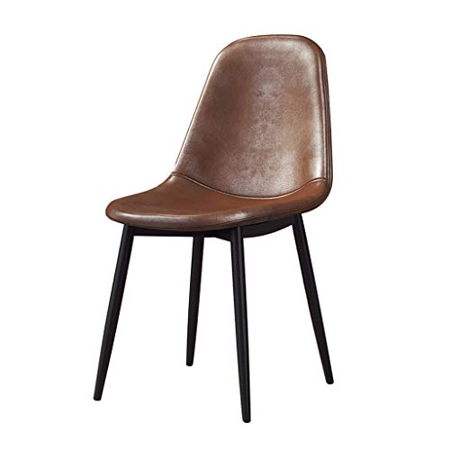 Preisvergleich Produktbild Esszimmerstühle Rückenlehne Schreibtisch Schreibtisch Stuhl Kaffee Lounge Stuhl europäischer Lederstuhl Esszimmer Möbel (Color : Brown, Size : 55 * 42 * 78cm)