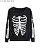 Sumtory Women Halloween Theme Skeleton Print Long Sleeve Sweatshirt Tops Black M