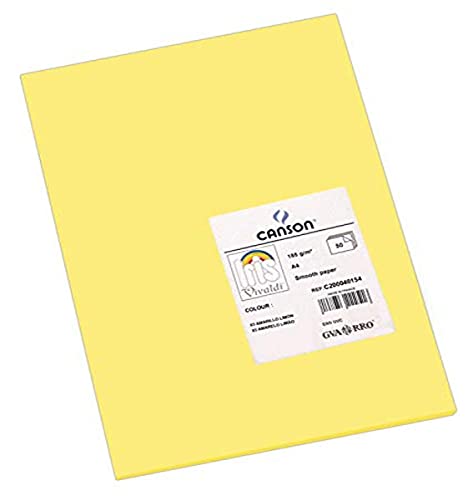 Canson Iris Vivaldi, Papel de dibujo de color, Suave, 185gsm, Hoja, A4-21x29,7cm, marillo paja
