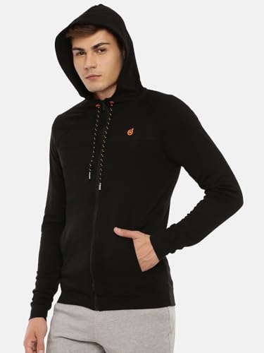Image of Macroman M-Series Men Hooded Regular Fit Cotton Blend Sweatshirt with Reflective Detail