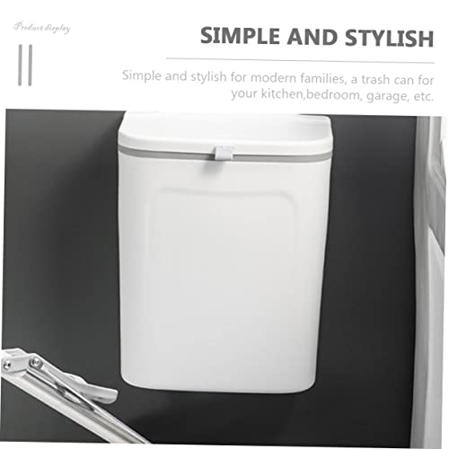 Caneca de basura blanca rectangular para colgar 9L miniatura 5